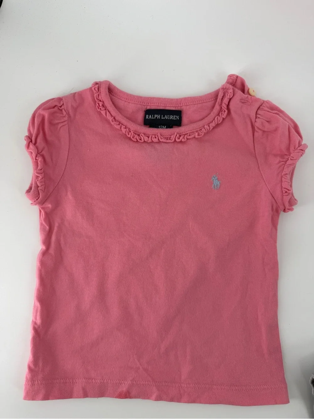 Ralph Lauren Toddler Pink Ruffle Sleeve Tee 12m
